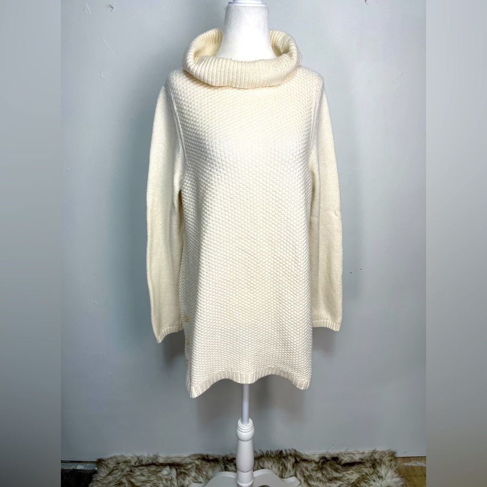 Talbots cream/off white collared boatneck/turtleneck sweater Women’s size L